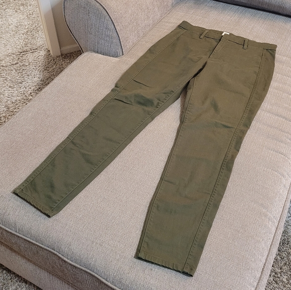 Gap Sculpt Seamed High Rise Holly Tencel Blend Olive Green Casual Pants Size 14 - Picture 2 of 8